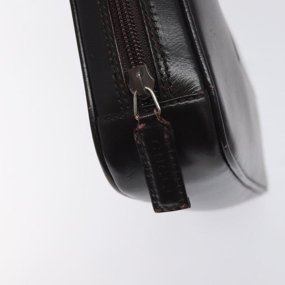 GUCCI Clutch Bag Leather Black Silver 018 0040 Auth ep9261