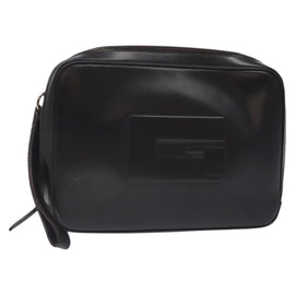 GUCCI Clutch Bag Leather Black Silver 018 0040 Auth ep9261