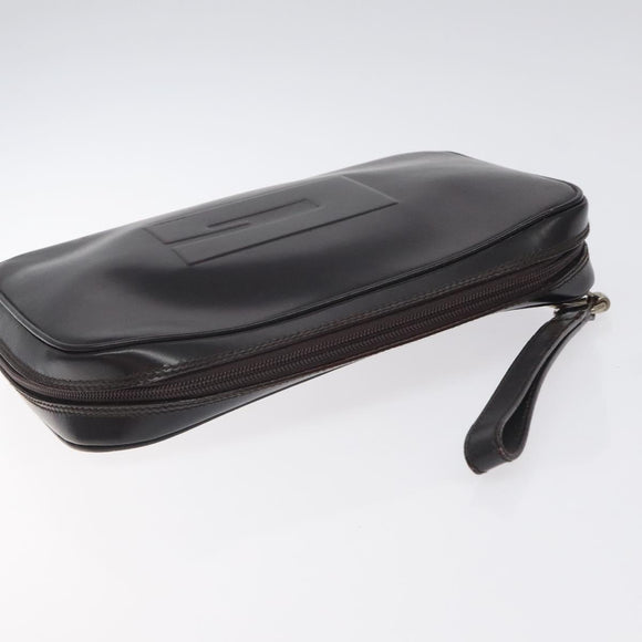 GUCCI Clutch Bag Leather Black Silver 018 0040 Auth ep9261