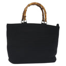 GUCCI Bamboo Hand Bag Nylon Black Silver 000 2058 0540 5 Auth ep9267-1