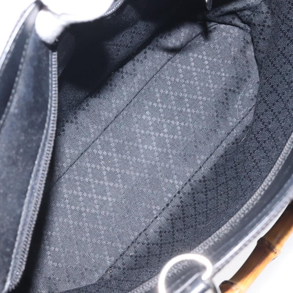 GUCCI Bamboo Hand Bag Nylon Black Silver 000 2058 0540 5 Auth ep9267