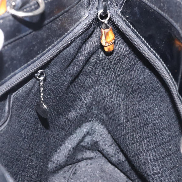 GUCCI Bamboo Hand Bag Nylon Black Silver 000 2058 0540 5 Auth ep9267