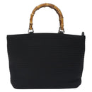 GUCCI Bamboo Hand Bag Nylon Black Silver 000 2058 0540 5 Auth ep9267-13