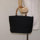 GUCCI Bamboo Hand Bag Nylon Black Silver 000 2058 0540 5 Auth ep9267-21