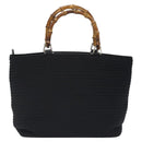GUCCI Bamboo Hand Bag Nylon Black Silver 000 2058 0540 5 Auth ep9267-2