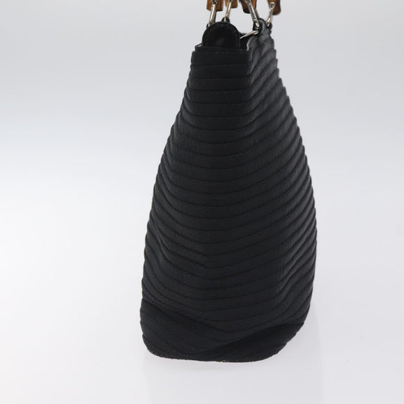 GUCCI Bamboo Hand Bag Nylon Black Silver 000 2058 0540 5 Auth ep9267