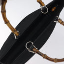 GUCCI Bamboo Hand Bag Nylon Black Silver 000 2058 0540 5 Auth ep9267-6