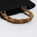 GUCCI Bamboo Hand Bag Nylon Black Silver 000 2058 0540 5 Auth ep9267-7