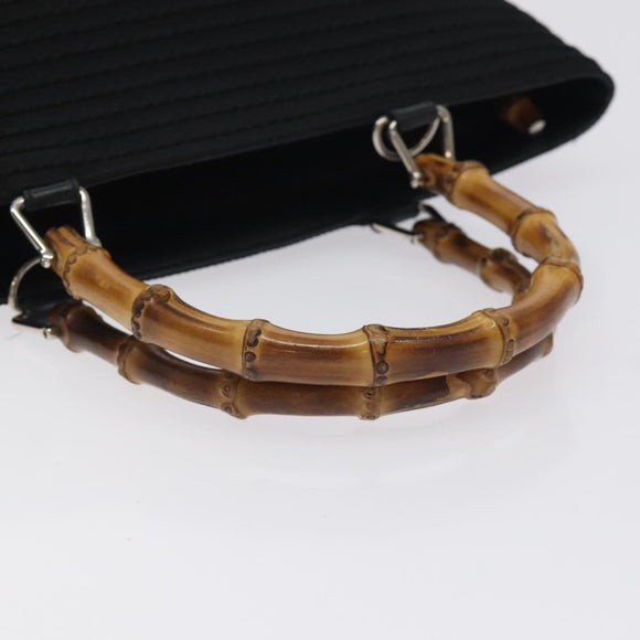 GUCCI Bamboo Hand Bag Nylon Black Silver 000 2058 0540 5 Auth ep9267