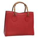 GUCCI Bamboo Hand Bag Leather Red Gold 002 2853 0260 0 Auth ep9268-1