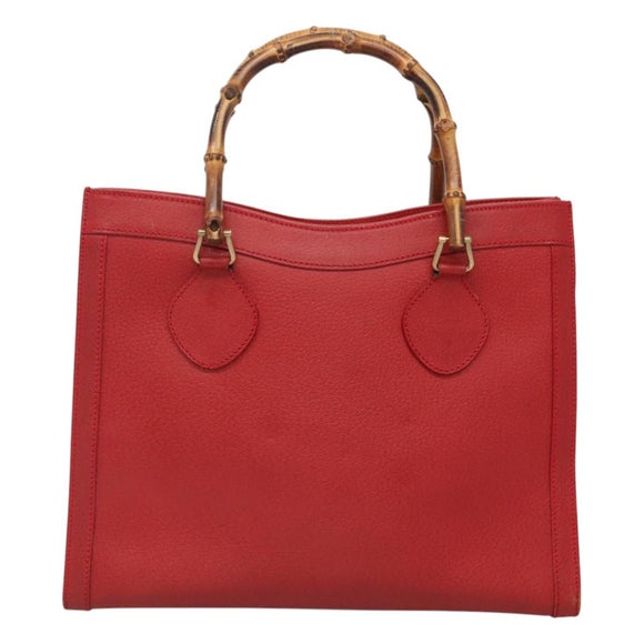 GUCCI Bamboo Hand Bag Leather Red Gold 002 2853 0260 0 Auth ep9268