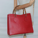 GUCCI Bamboo Hand Bag Leather Red Gold 002 2853 0260 0 Auth ep9268-22
