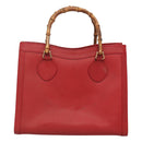 GUCCI Bamboo Hand Bag Leather Red Gold 002 2853 0260 0 Auth ep9268-2