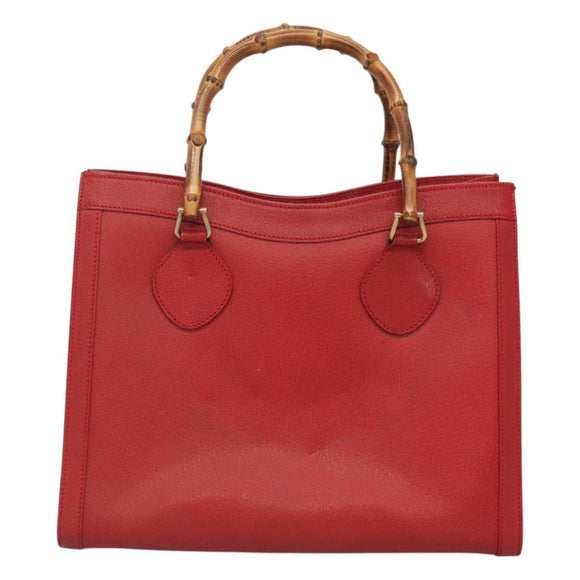 GUCCI Bamboo Hand Bag Leather Red Gold 002 2853 0260 0 Auth ep9268