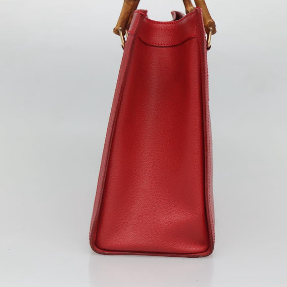 GUCCI Bamboo Hand Bag Leather Red Gold 002 2853 0260 0 Auth ep9268