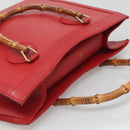GUCCI Bamboo Hand Bag Leather Red Gold 002 2853 0260 0 Auth ep9268-6