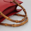 GUCCI Bamboo Hand Bag Leather Red Gold 002 2853 0260 0 Auth ep9268-7