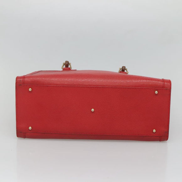 GUCCI Bamboo Hand Bag Leather Red Gold 002 2853 0260 0 Auth ep9268