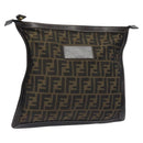 FENDI Zucca Canvas Pouch Black Brown Auth ep9276-1