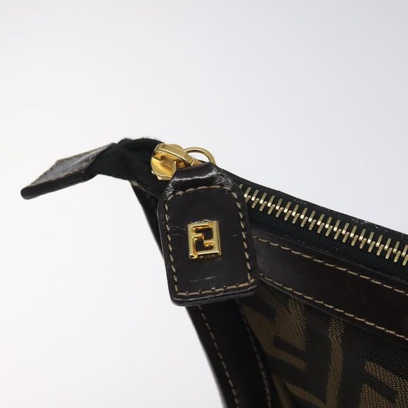 FENDI Zucca Canvas Pouch Black Brown Auth ep9276