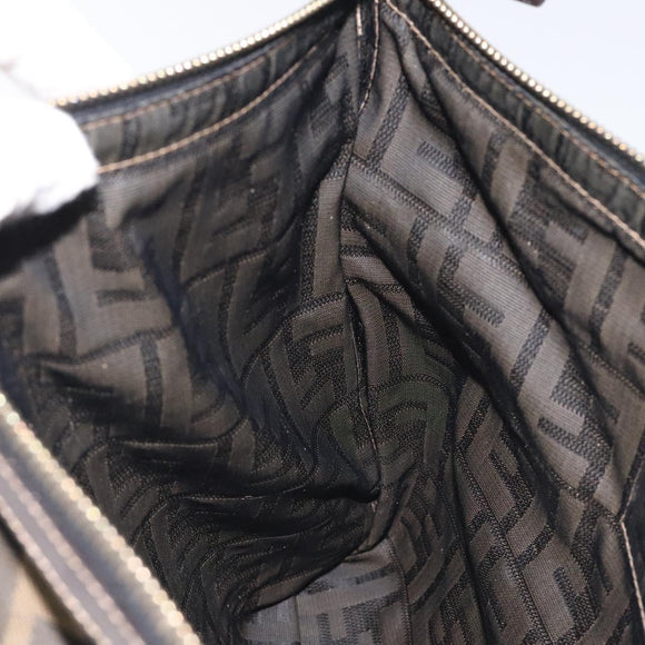 FENDI Zucca Canvas Pouch Black Brown Auth ep9276