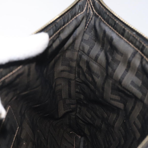 FENDI Zucca Canvas Pouch Black Brown Auth ep9276