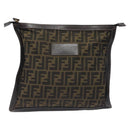 FENDI Zucca Canvas Pouch Black Brown Auth ep9276-13