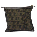 FENDI Zucca Canvas Pouch Black Brown Auth ep9276-2