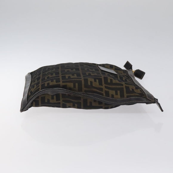 FENDI Zucca Canvas Pouch Black Brown Auth ep9276