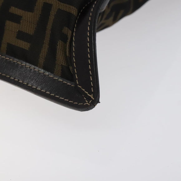 FENDI Zucca Canvas Pouch Black Brown Auth ep9276