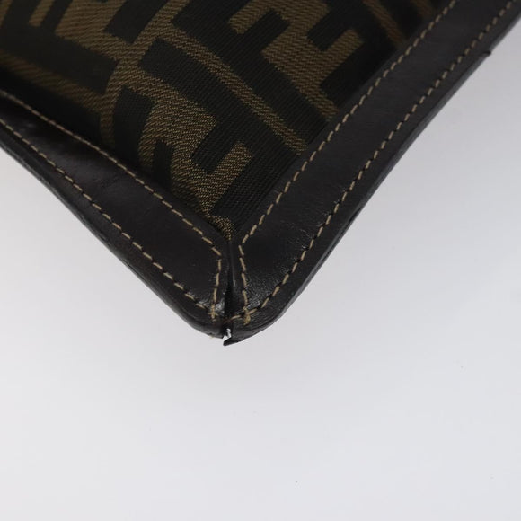 FENDI Zucca Canvas Pouch Black Brown Auth ep9276
