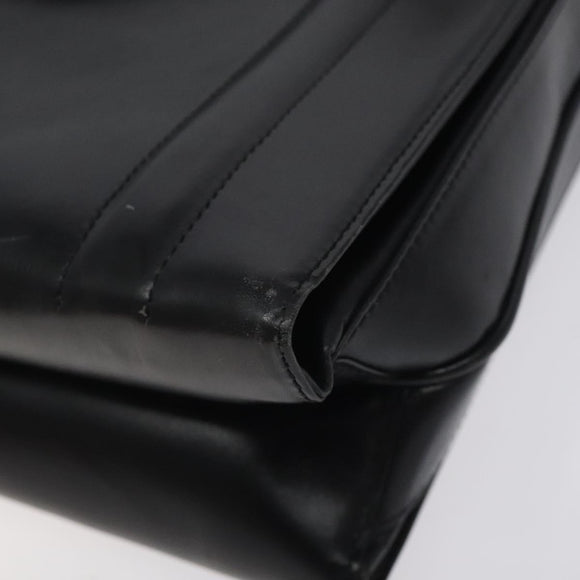 GUCCI Hand Bag Leather Black Gold Auth ep9297