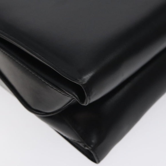 GUCCI Hand Bag Leather Black Gold Auth ep9297