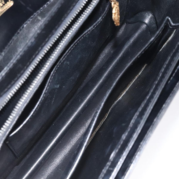 GUCCI Hand Bag Leather Black Gold Auth ep9297