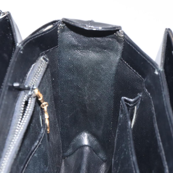 GUCCI Hand Bag Leather Black Gold Auth ep9297