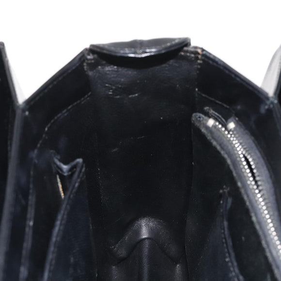 GUCCI Hand Bag Leather Black Gold Auth ep9297