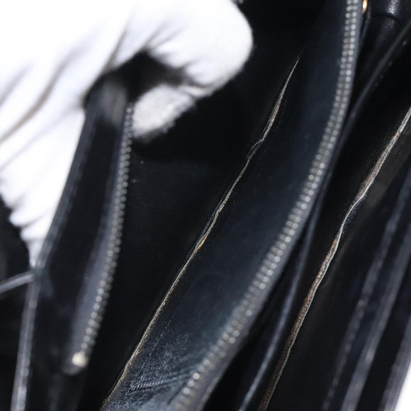 GUCCI Hand Bag Leather Black Gold Auth ep9297