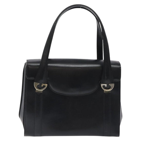 GUCCI Hand Bag Leather Black Gold Auth ep9297