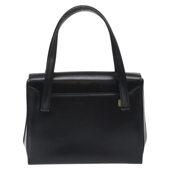 GUCCI Hand Bag Leather Black Gold Auth ep9297