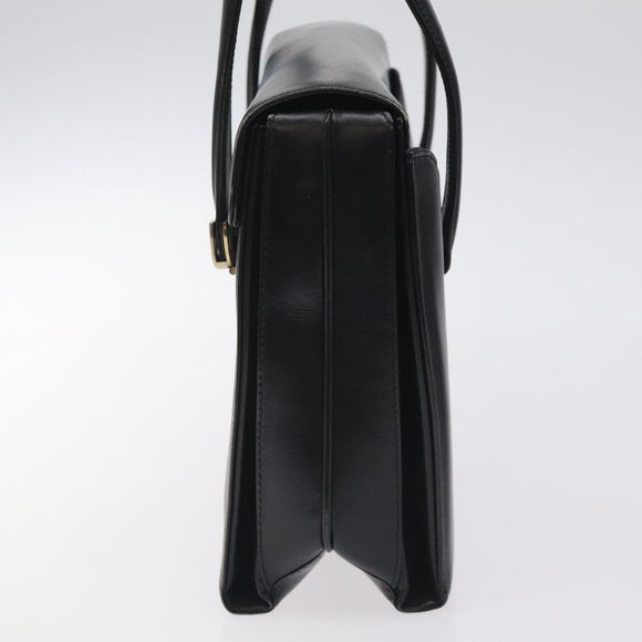 GUCCI Hand Bag Leather Black Gold Auth ep9297