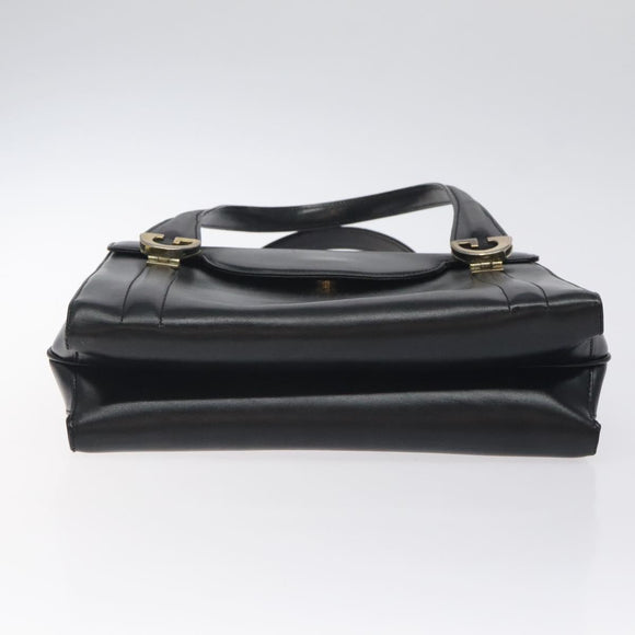 GUCCI Hand Bag Leather Black Gold Auth ep9297