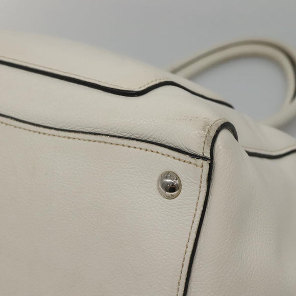 PRADA Tote Bag Leather White Silver Auth ep9305