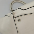 PRADA Tote Bag Leather White Silver Auth ep9305-9
