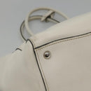PRADA Tote Bag Leather White Silver Auth ep9305-16