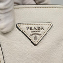 PRADA Tote Bag Leather White Silver Auth ep9305-17