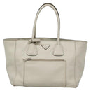 PRADA Tote Bag Leather White Silver Auth ep9305-13