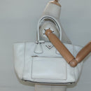 PRADA Tote Bag Leather White Silver Auth ep9305-25