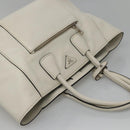 PRADA Tote Bag Leather White Silver Auth ep9305-6