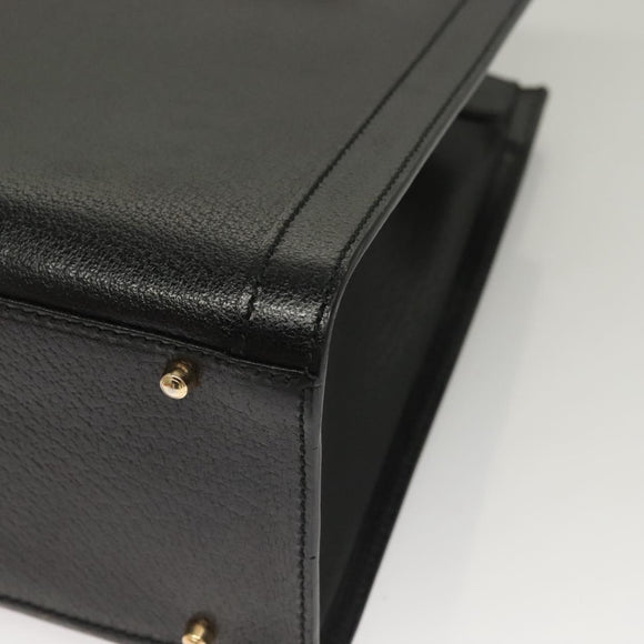 GUCCI Bamboo Hand Bag Leather Black Gold 002 0260 Auth ep9314