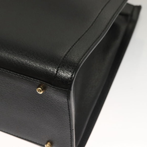 GUCCI Bamboo Hand Bag Leather Black Gold 002 0260 Auth ep9314